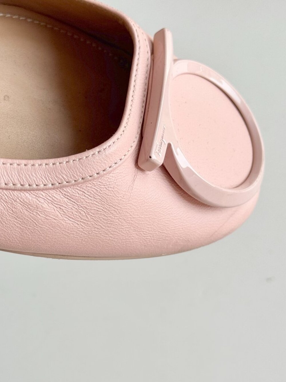 SALVATORE FERRAGAMO Ena Ballet Pink Leather Gancini Ballerina Flats, Size 8 - Picture 7 of 16
